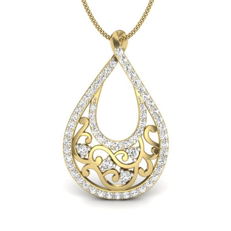 22K/18K Real Certified Fine Yellow Gold Pleasing CZ Womens Pendant