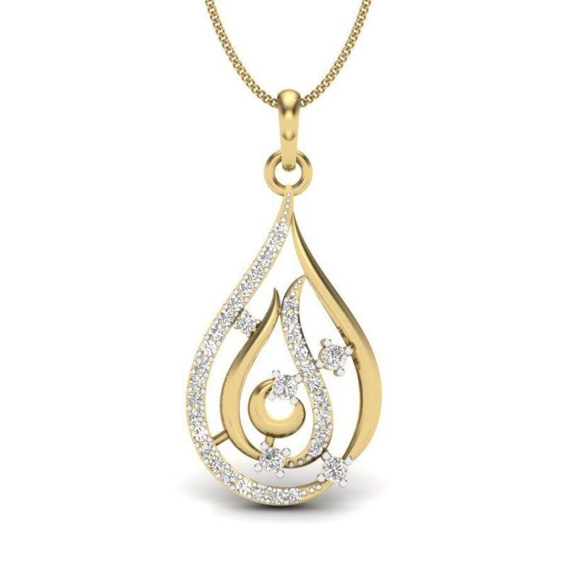 22K/18K Real Certified Fine Yellow Gold Delightful CZ Womens Pendant