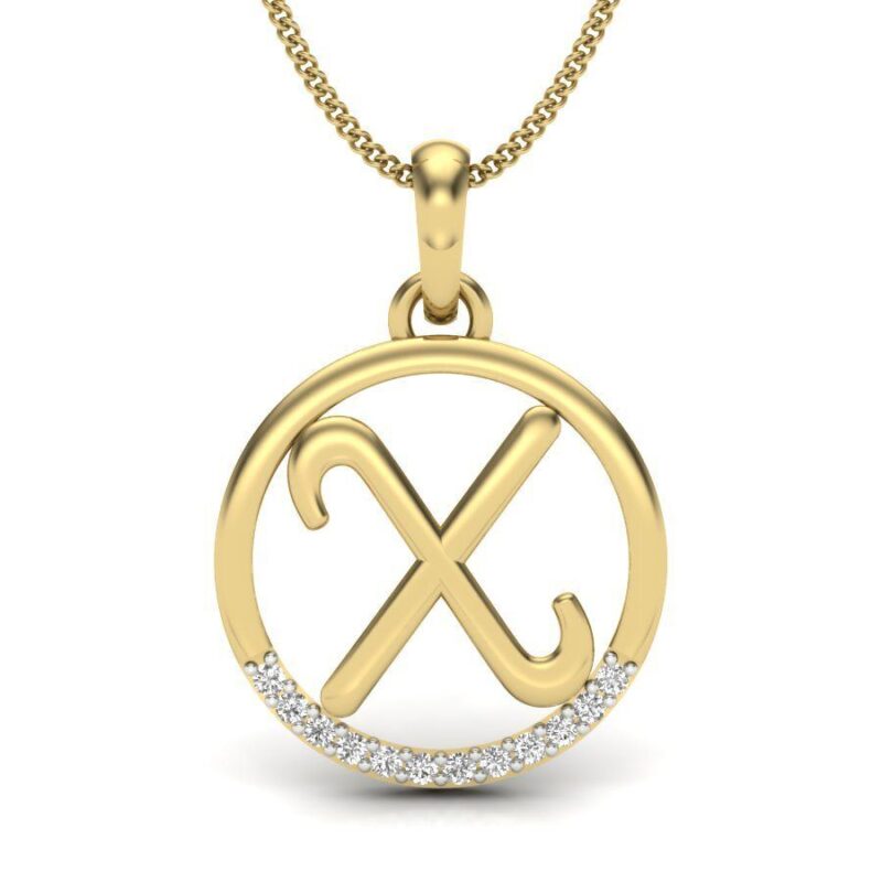 22K/18K Real Certified Fine Yellow Gold X CZ Womens Pendant
