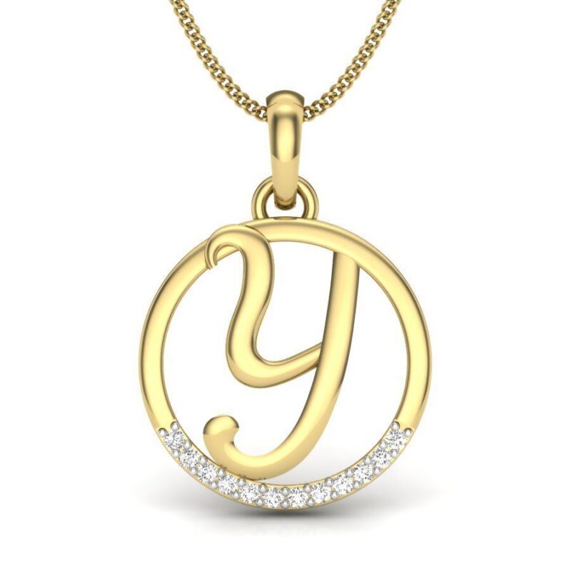 22K/18K Real Certified Fine Yellow Gold Y CZ Womens Pendant