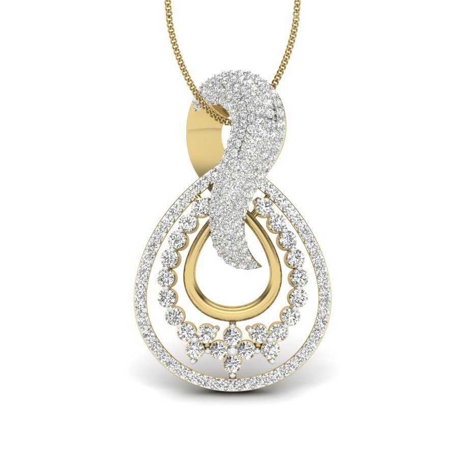 22K/18K Real Certified Fine Yellow Gold Glamorous CZ Womens Pendant