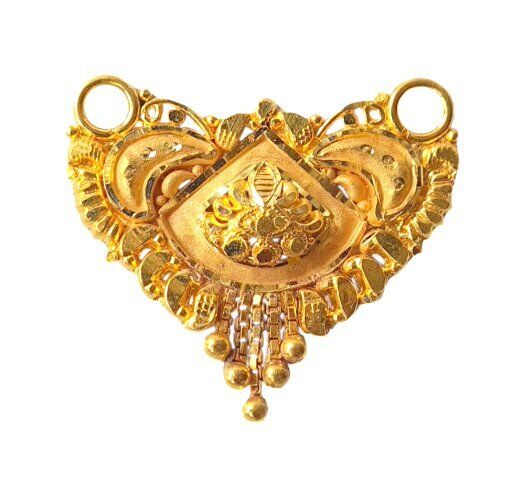 22K/18K Real Certified Fine Yellow Gold Carved Mangalsutra Pendant