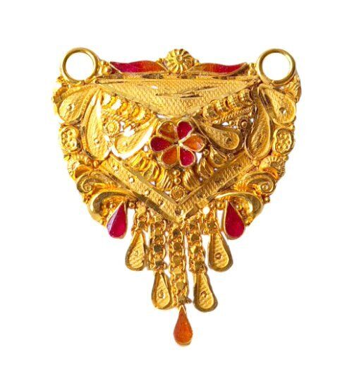 22K/18K Real Certified Fine Yellow Gold Unique Mangalsutra Pendant