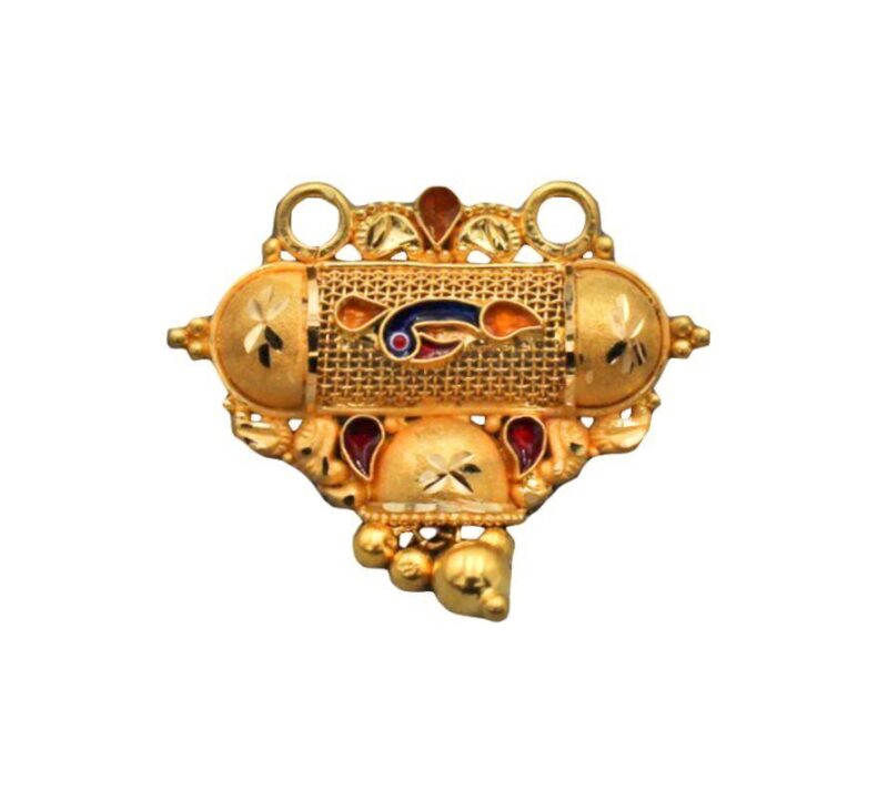 22K/18K Real Certified Fine Yellow Gold Carved Mangalsutra Pendant