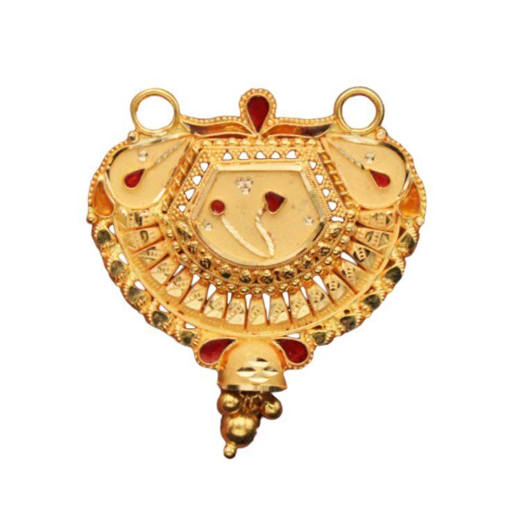 22K/18K Real Certified Fine Yellow Gold Beautiful Mangalsutra Pendant