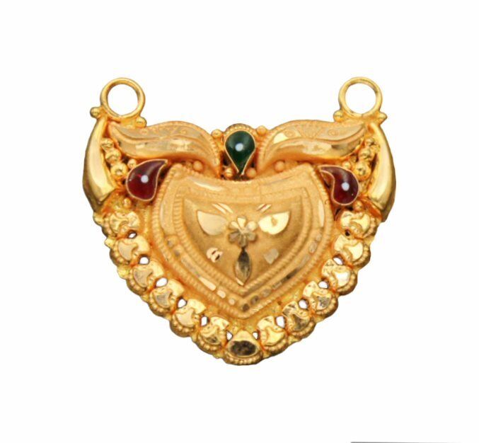 22K/18K Real Certified Fine Yellow Gold Abstract Mangalsutra Pendant