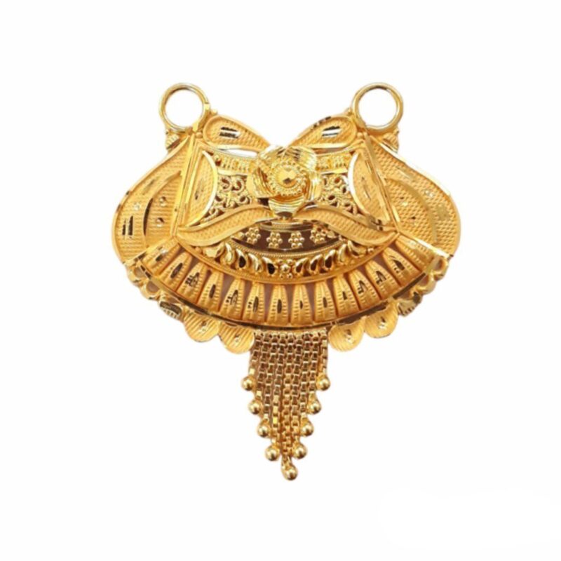 22K/18K Real Certified Fine Yellow Gold Carved Mangalsutra Pendant