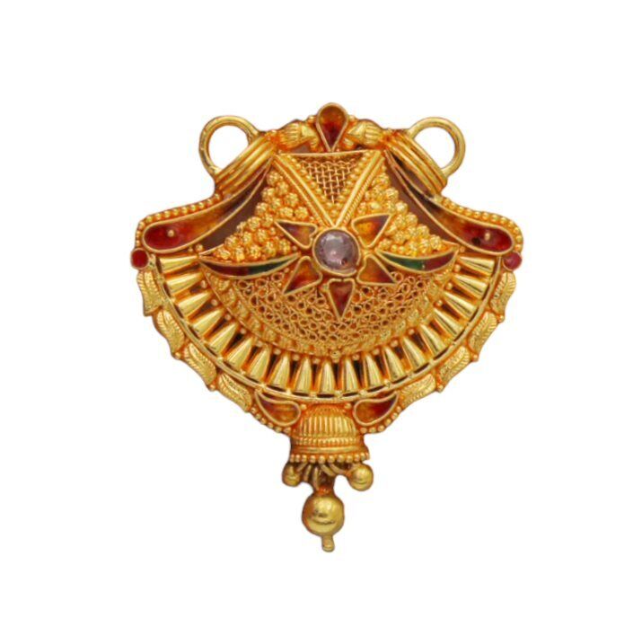 22K/18K Real Certified Fine Yellow Gold Beautiful Mangalsutra Pendant