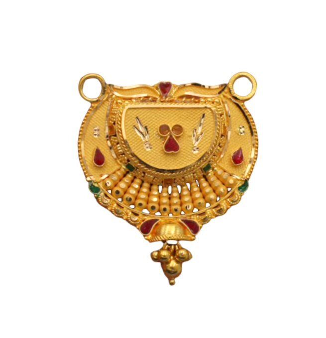 22K/18K Real Certified Fine Yellow Gold Elegant Mangalsutra Pendant