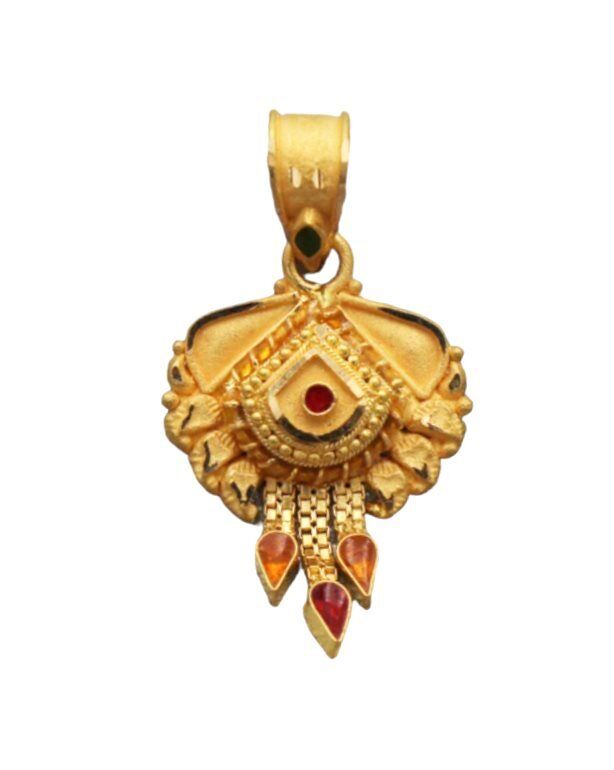 22K/18K Real Certified Fine Yellow Gold Abstract Mangalsutra Pendant