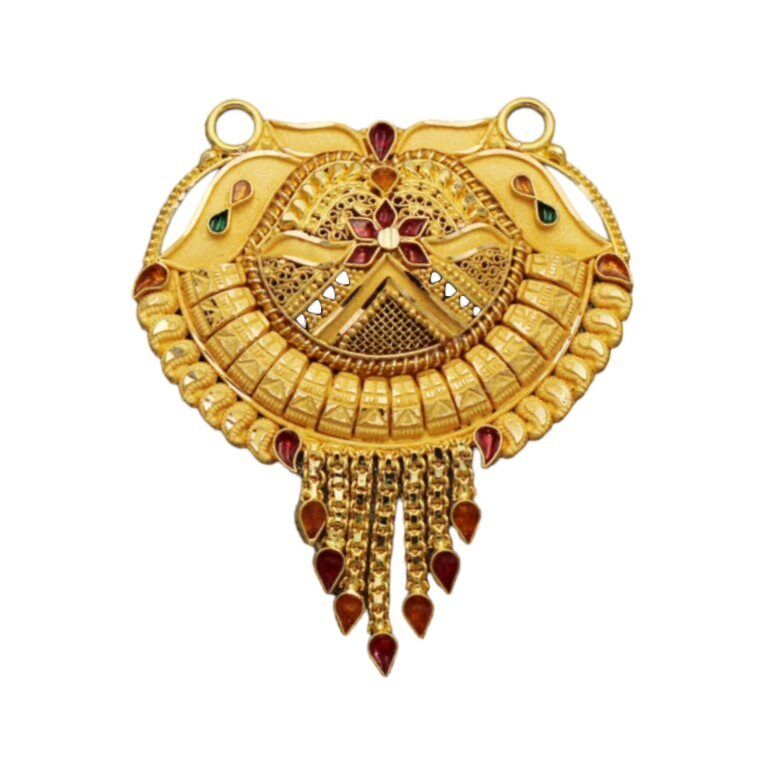 22K/18K Real Certified Fine Yellow Gold Carved Mangalsutra Pendant