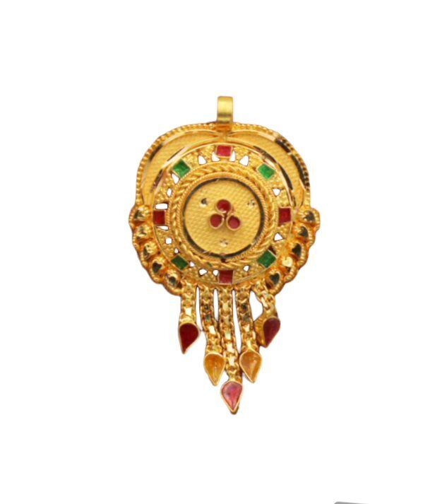 22K/18K Real Certified Fine Yellow Gold Abstract Mangalsutra Pendant