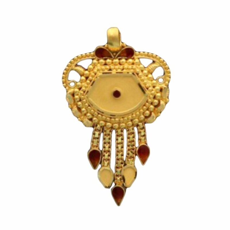 22K/18K Real Certified Fine Yellow Gold Carved Mangalsutra Pendant