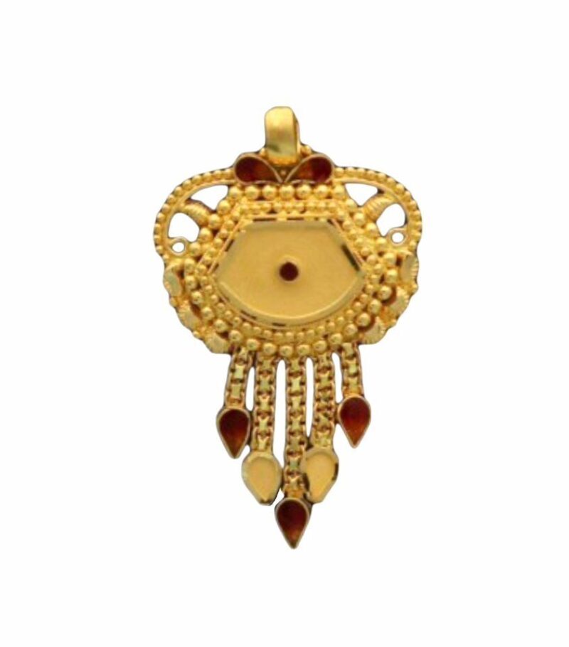 22K/18K Real Certified Fine Yellow Gold Carved Mangalsutra Pendant