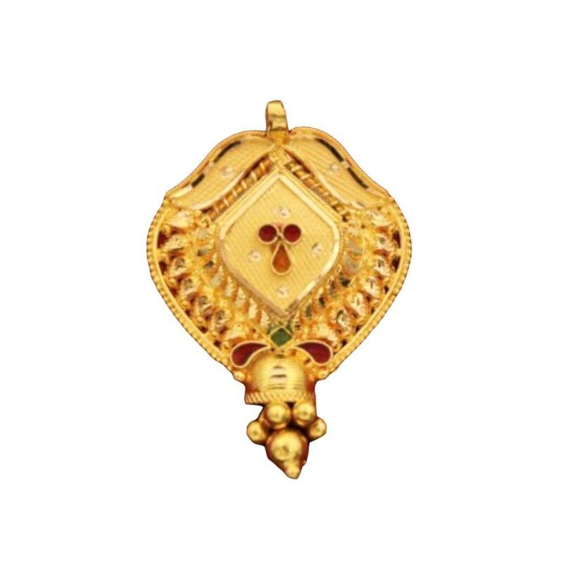 22K/18K Real Certified Fine Yellow Gold Abstract Mangalsutra Pendant