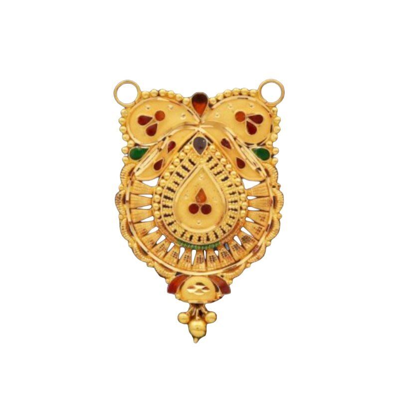 22K/18K Real Certified Fine Yellow Gold Unique Carved Mangalsutra Pendant