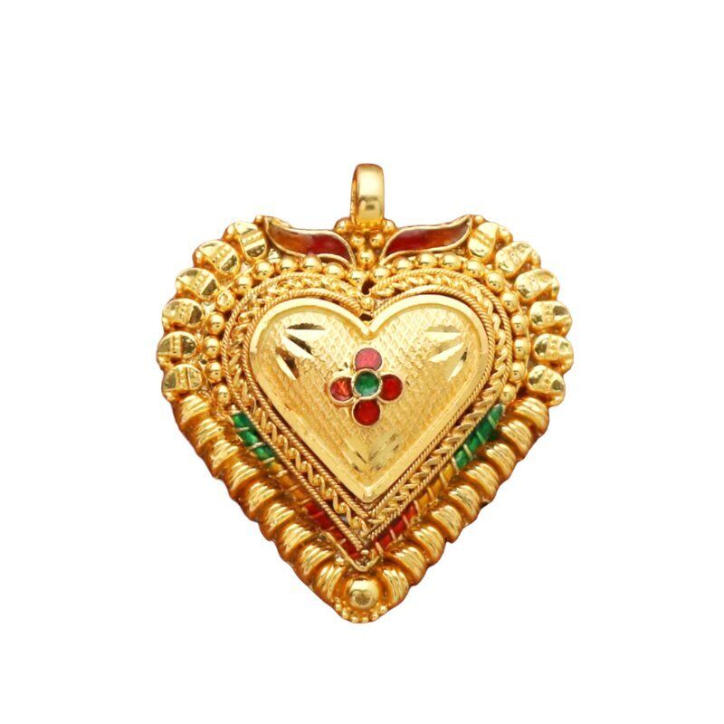 22K/18K Real Certified Fine Yellow Gold Abstract Mangalsutra Pendant