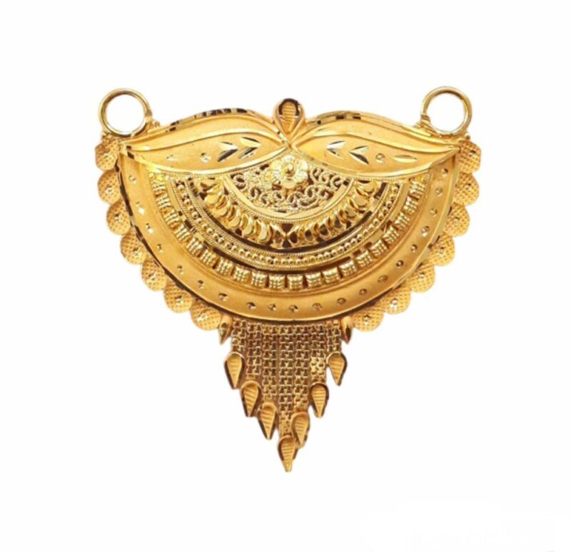 22K/18K Real Certified Fine Yellow Gold Carved Mangalsutra Pendant