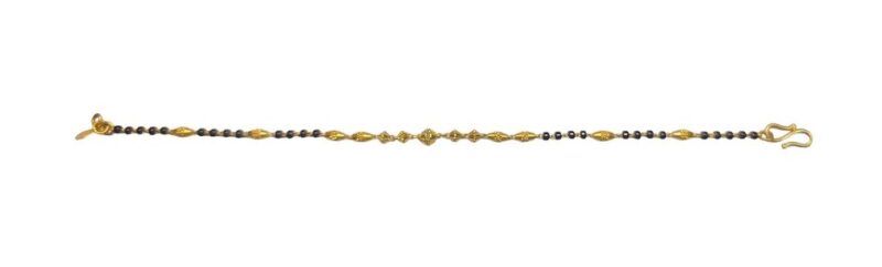 22K Pure Fine Yellow Gold Certified Stamped Black Beads Design Womens Bracelet - Image 3