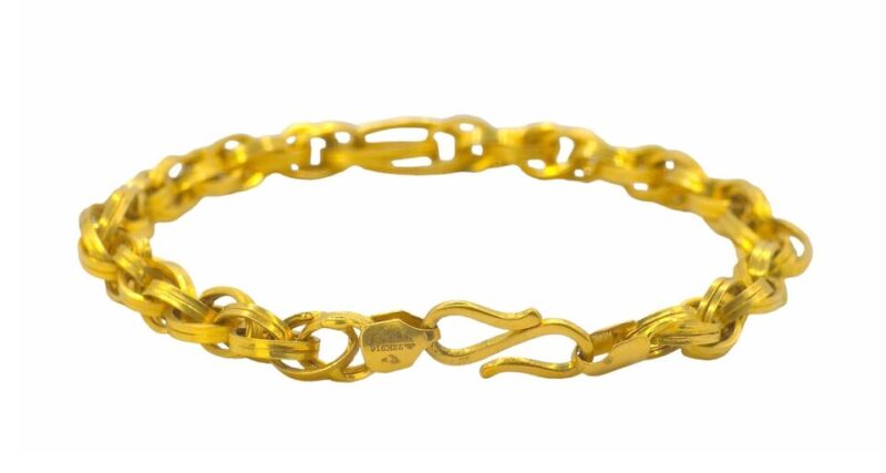 22K Pure Fine Yellow Gold Certified Stamped Elegant Design Mens Bracelet - Image 2