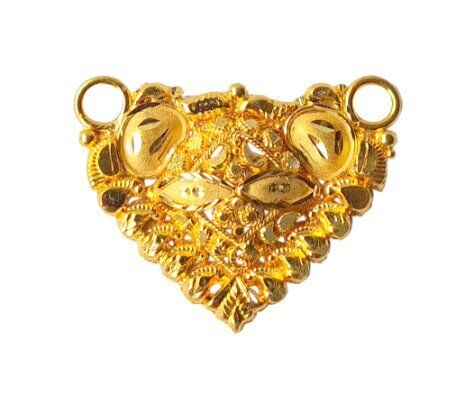 22K/18K Real Certified Fine Yellow Gold Carved Mangalsutra Pendant