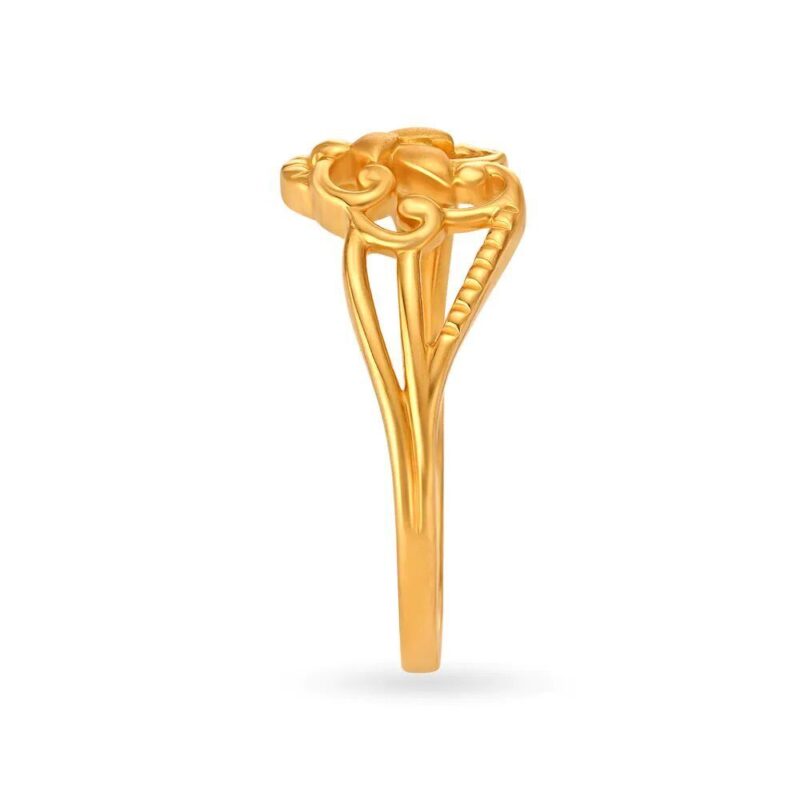 Solid 22K/18K Fine Yellow Gold Certified Women And Girls Statement Ring - Image 3