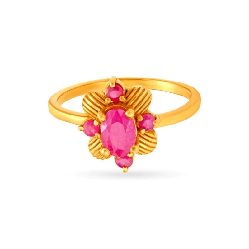 Solid 22K/18K Fine Yellow Gold Certified Women And Girls Statement Ring - Image 2