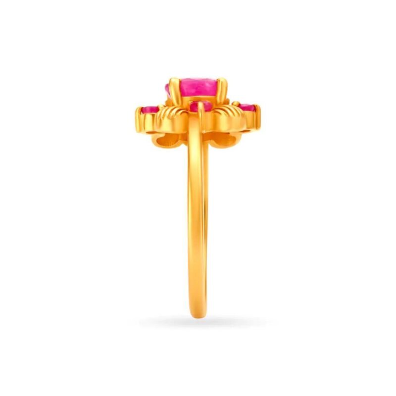 Solid 22K/18K Fine Yellow Gold Certified Women And Girls Statement Ring - Image 3