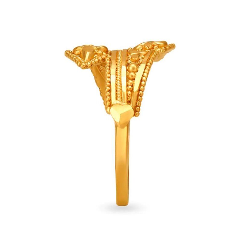 Solid 22K/18K Fine Yellow Gold Certified Women And Girls Statement Ring - Image 3