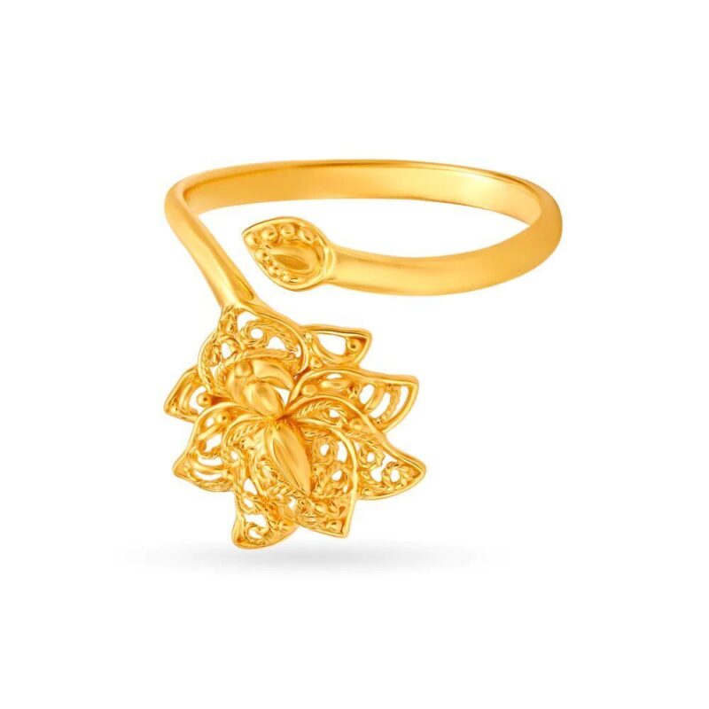Solid 22K/18K Fine Yellow Gold Certified Women And Girls Statement Ring - Image 2