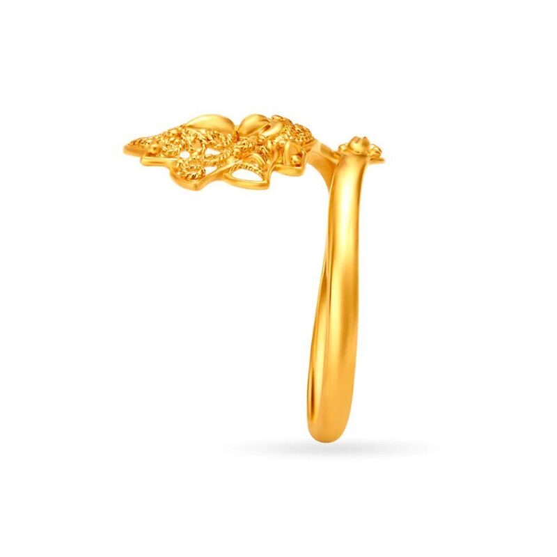 Solid 22K/18K Fine Yellow Gold Certified Women And Girls Statement Ring - Image 3