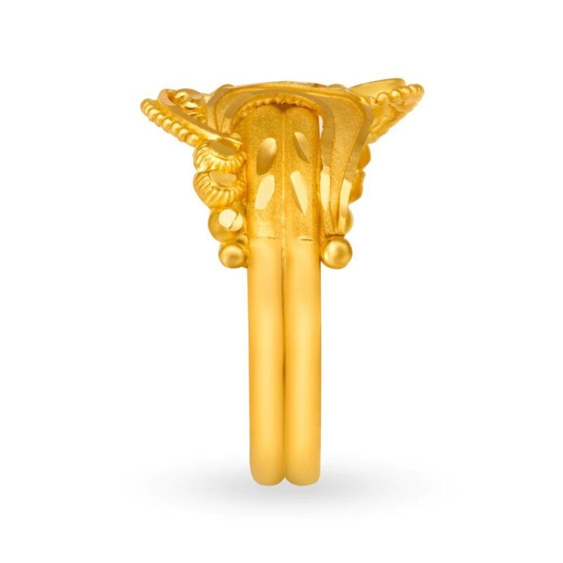 Solid 22K/18K Fine Yellow Gold Certified Women And Girls Statement Ring - Image 3