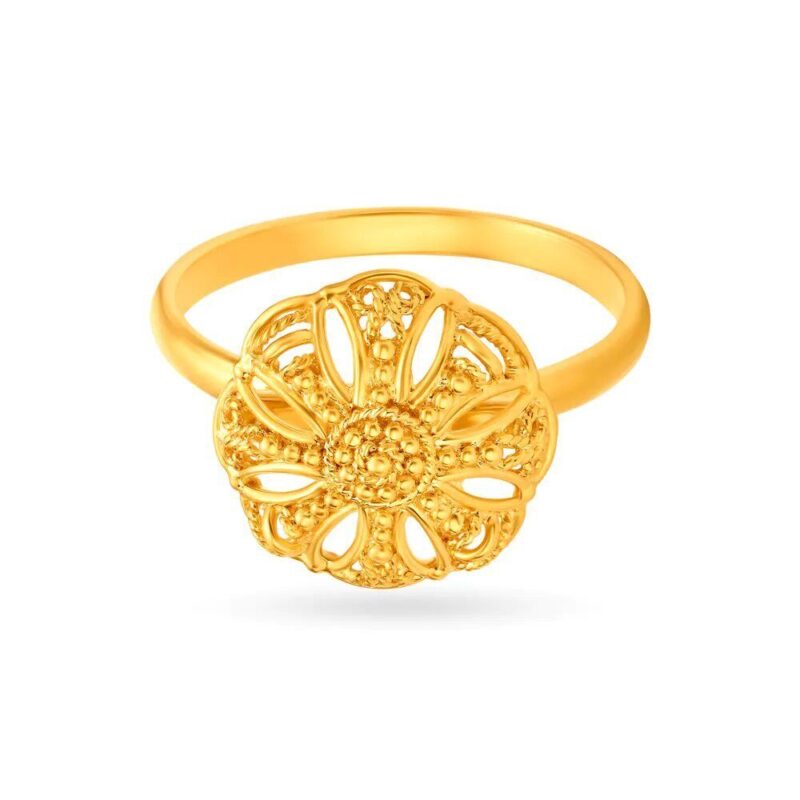 Solid 22K/18K Fine Yellow Gold Certified Women And Girls Statement Ring - Image 2