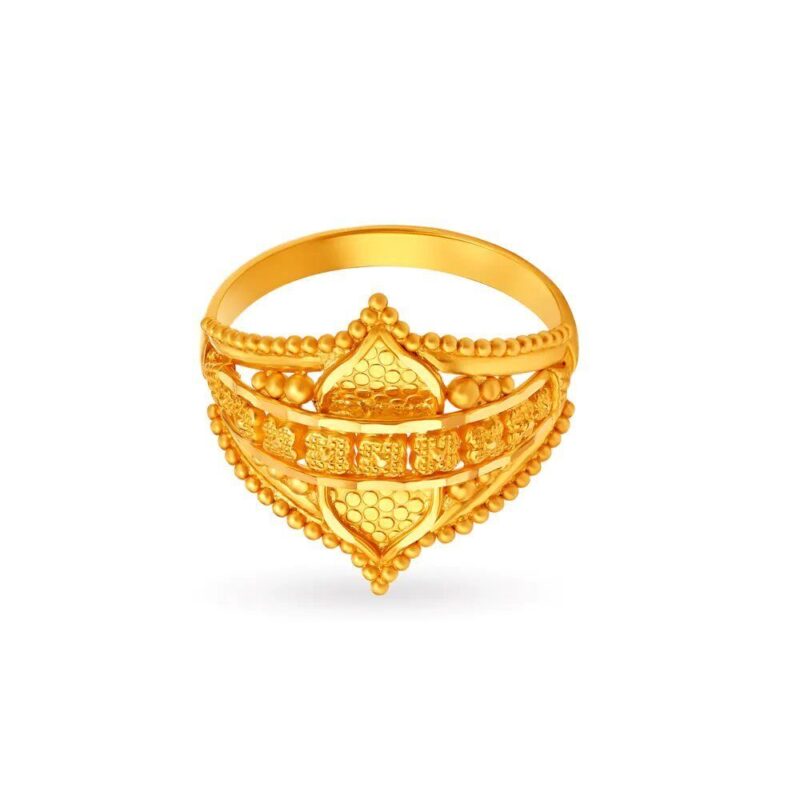 Solid 22K/18K Fine Yellow Gold Certified Women And Girls Statement Ring - Image 2