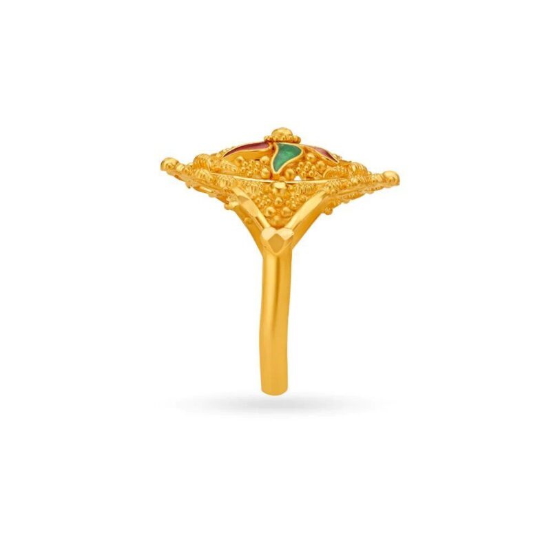 Solid 22K/18K Fine Yellow Gold Certified Women And Girls Statement Ring - Image 3