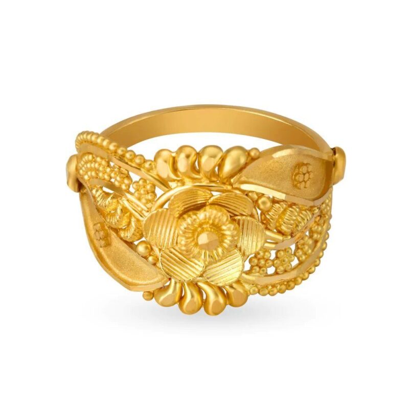 Solid 22K/18K Fine Yellow Gold Certified Women And Girls Statement Ring - Image 2
