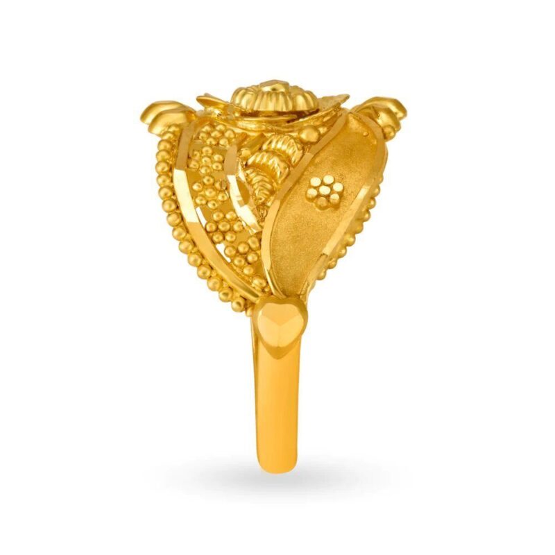Solid 22K/18K Fine Yellow Gold Certified Women And Girls Statement Ring - Image 3
